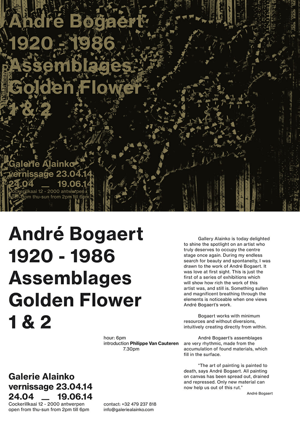 Belgian artist André Bogaert 1920 - 1986 Assemblages Golden Flower 1 & 2