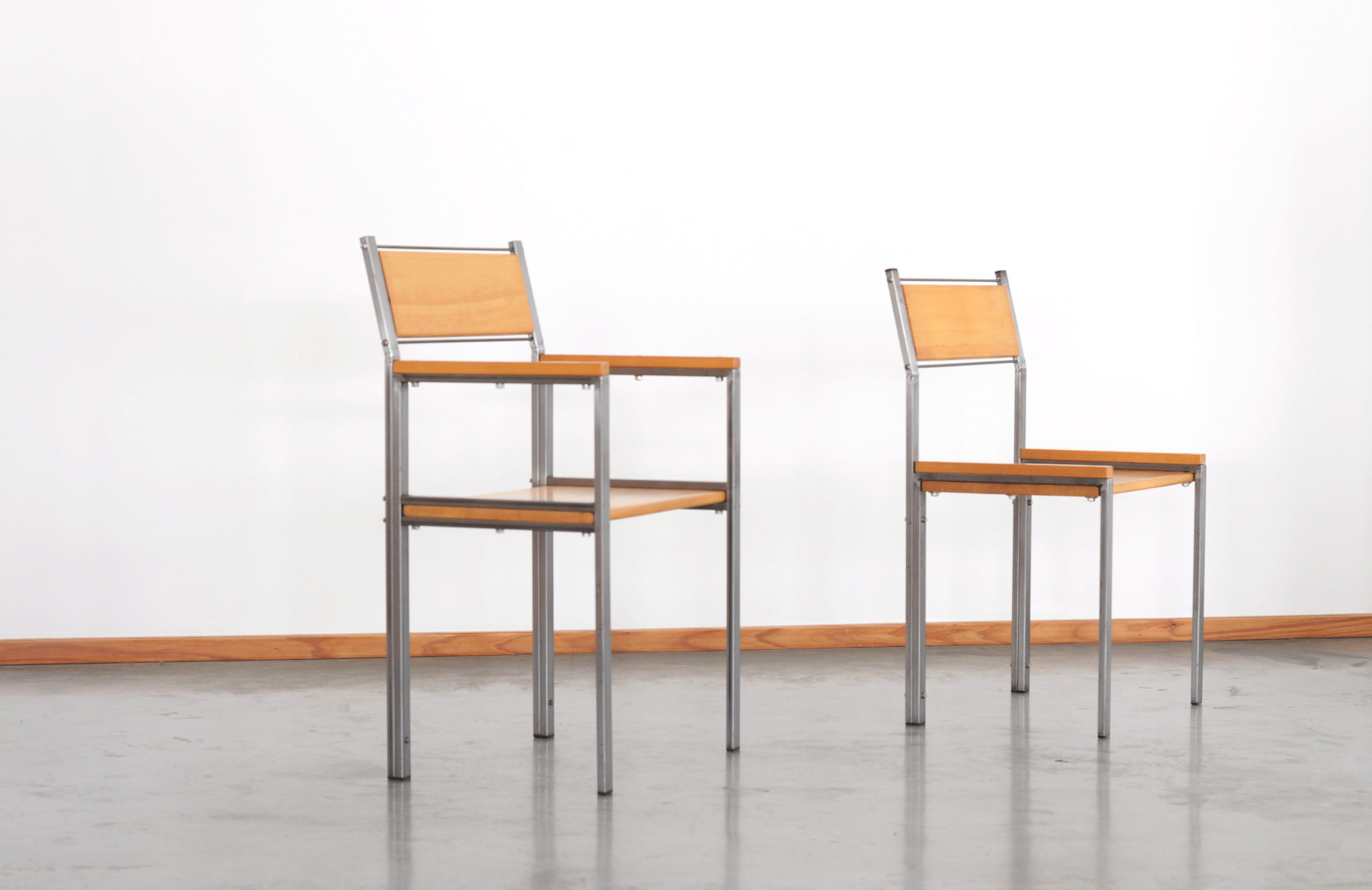 1993 Unique pair of chairs by Gerard Kuijpers, 1993 Steel & wood